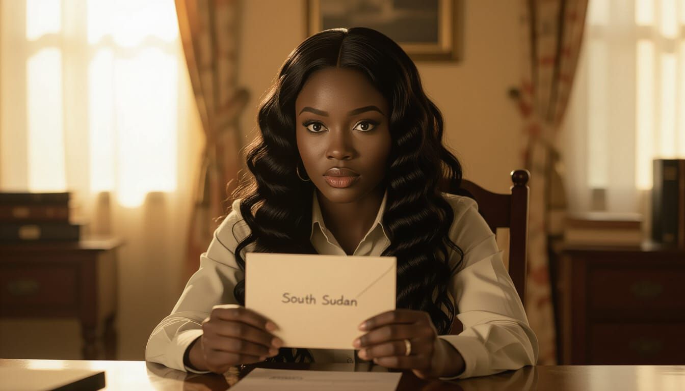 Black Woman's Tender Surprise: Cinematic Film Still