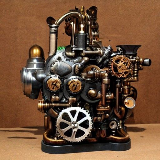 Steampunk Engine Design with Intricate Details