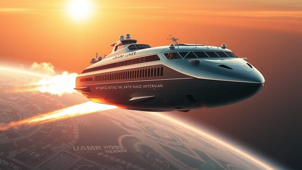 Luxury liner spacecraft departs Earth for Mars