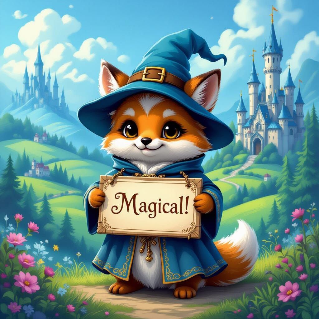 Adorable Magical Pet in Medieval Fantasy Landscape