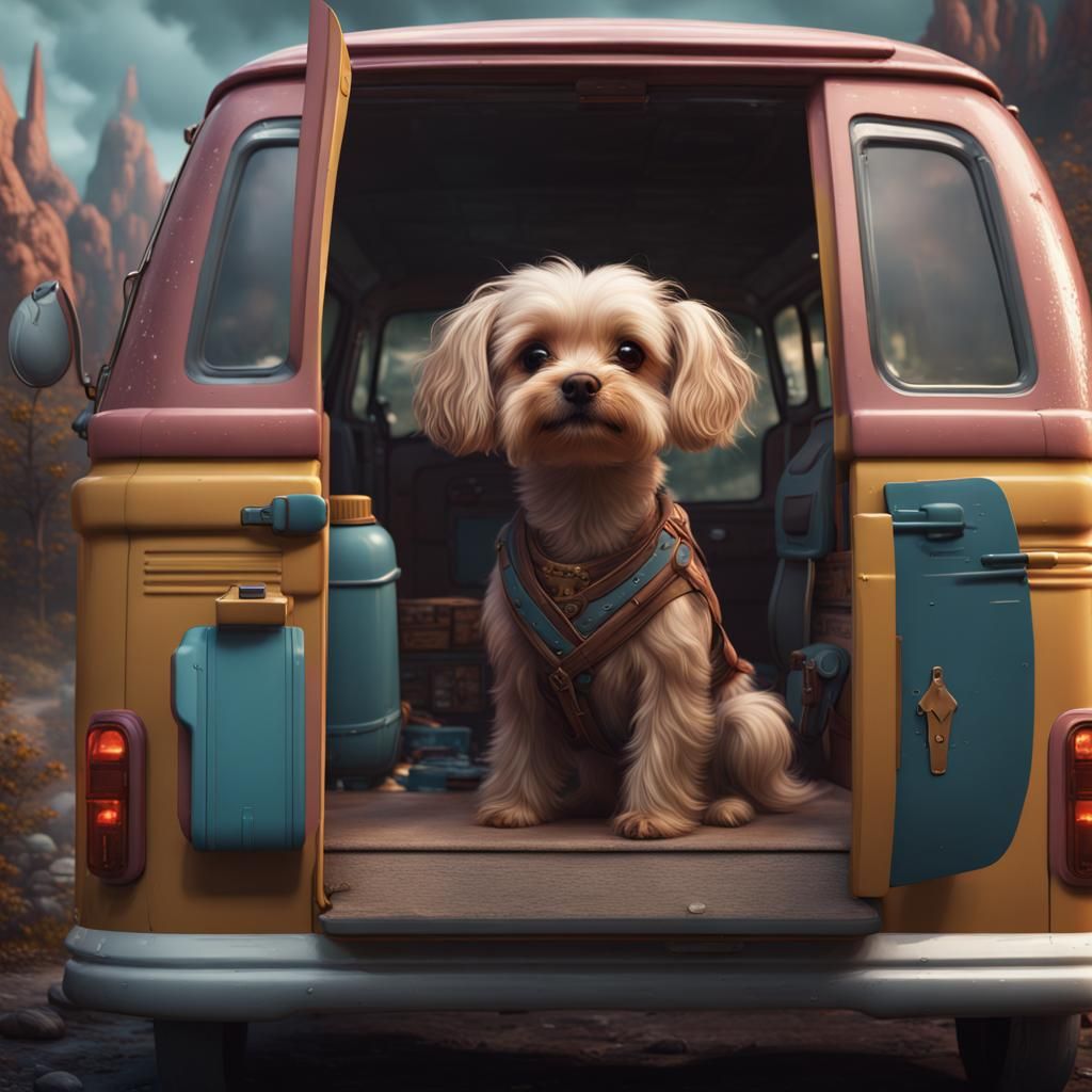 Dog Delivers Products: Detailed Matte Painting