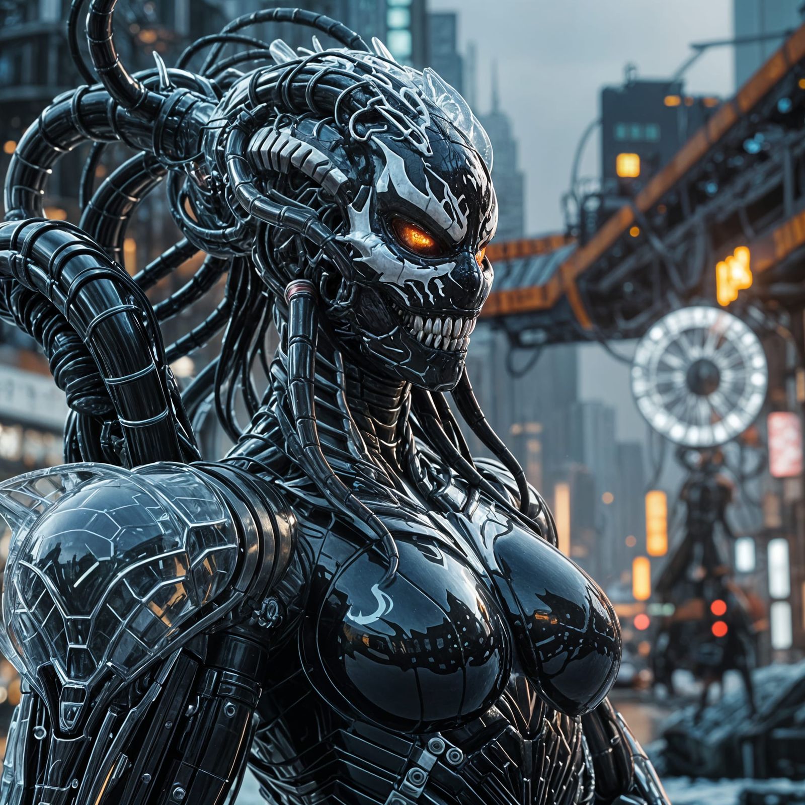 Icy Female Venom with Sci-Fi Mech Details