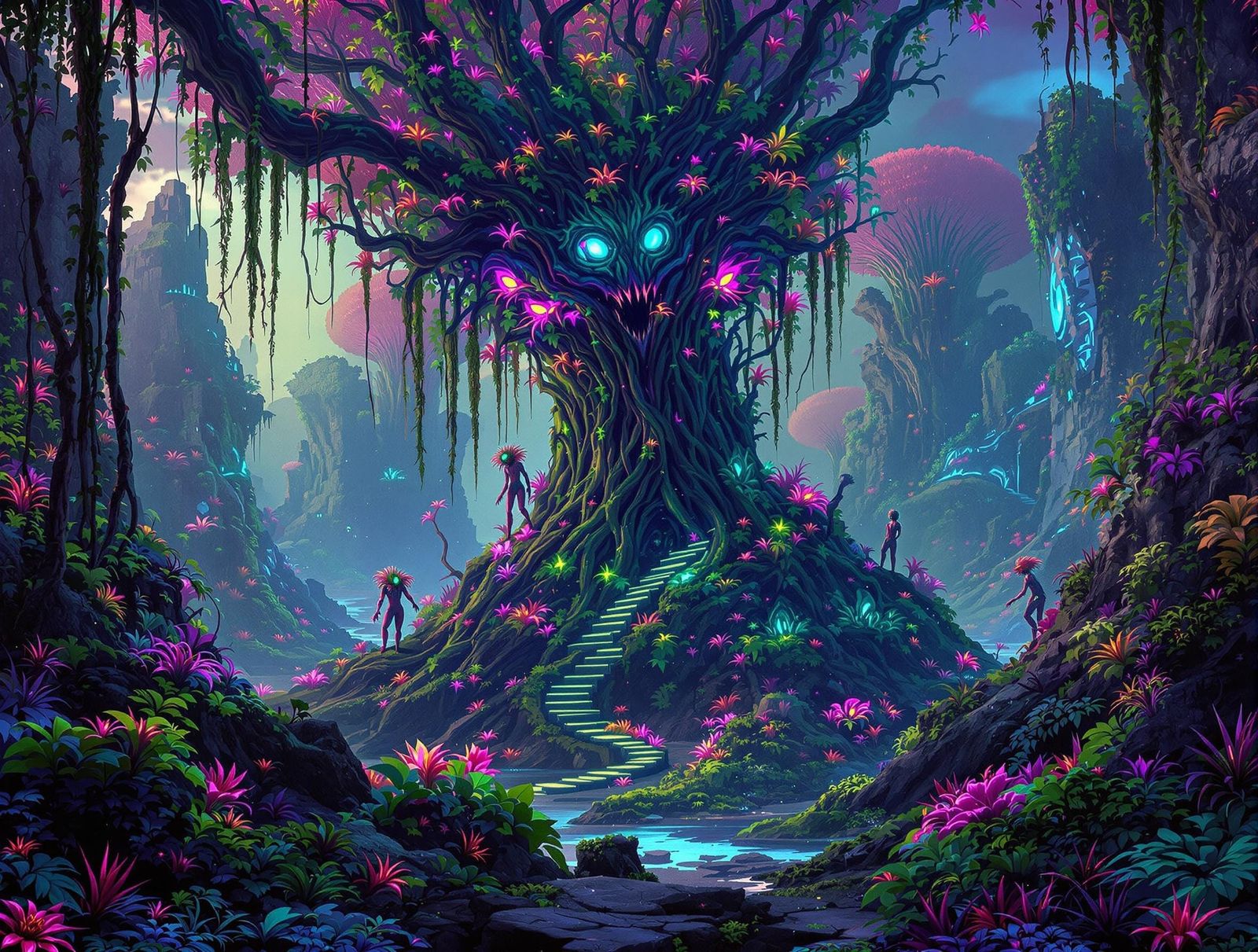 Bioluminescent Fungi in a Neon Post-Apocalyptic World