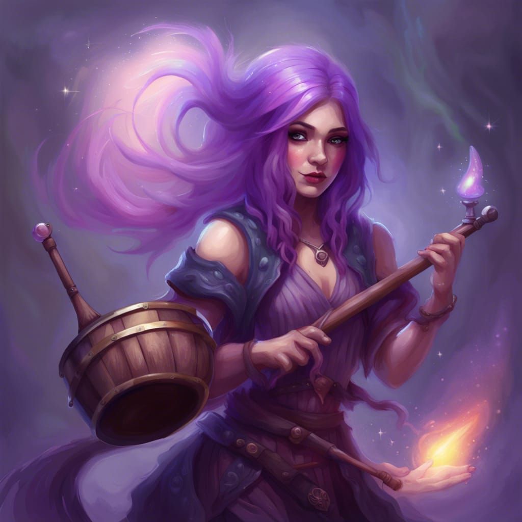 Magical Gnome Bard with Sword in Ethereal Mist