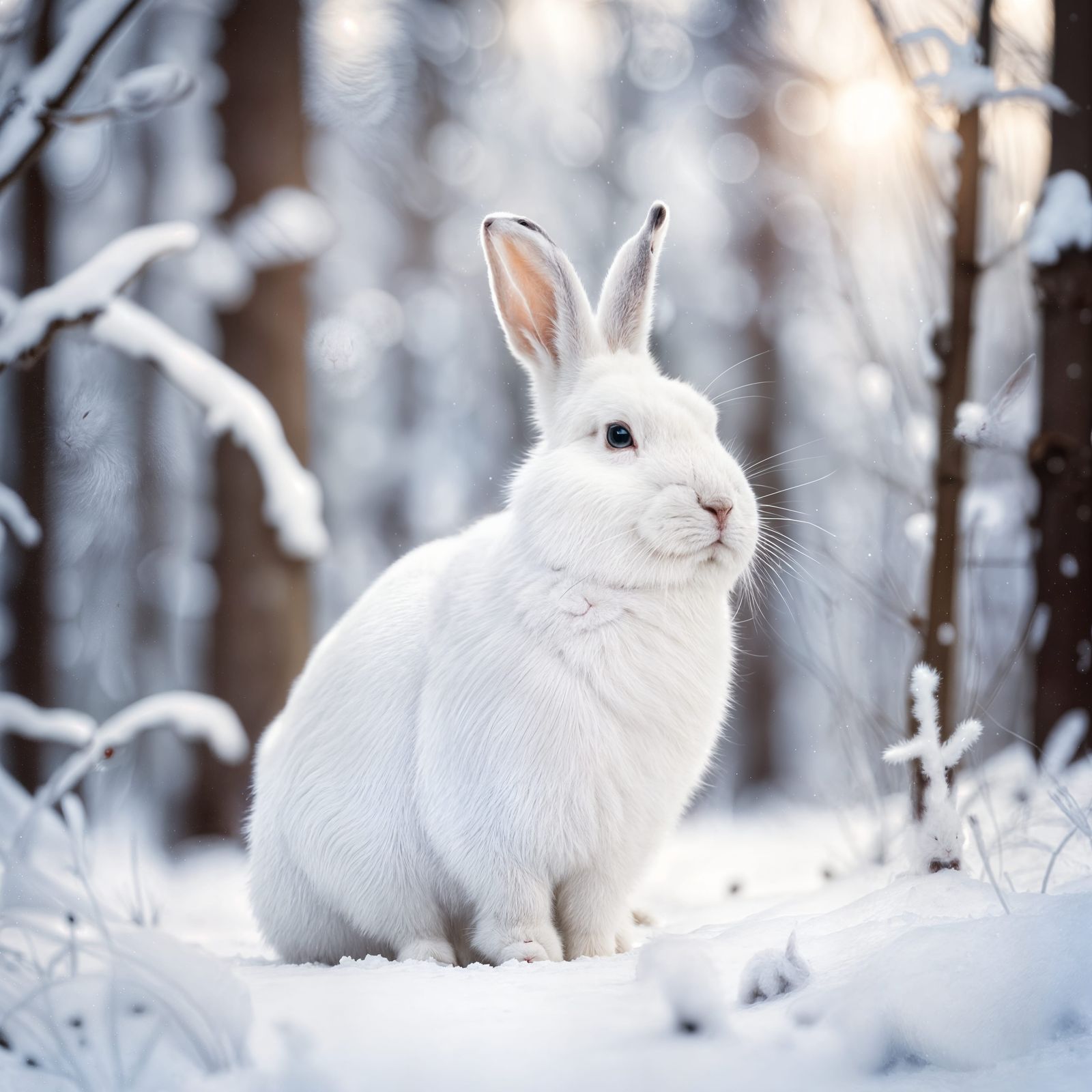 White Rabbit in Snow: Professional Photography