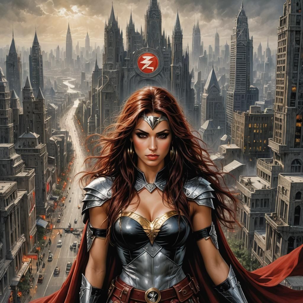 Beautiful Superhero Portrait by Luis Royo