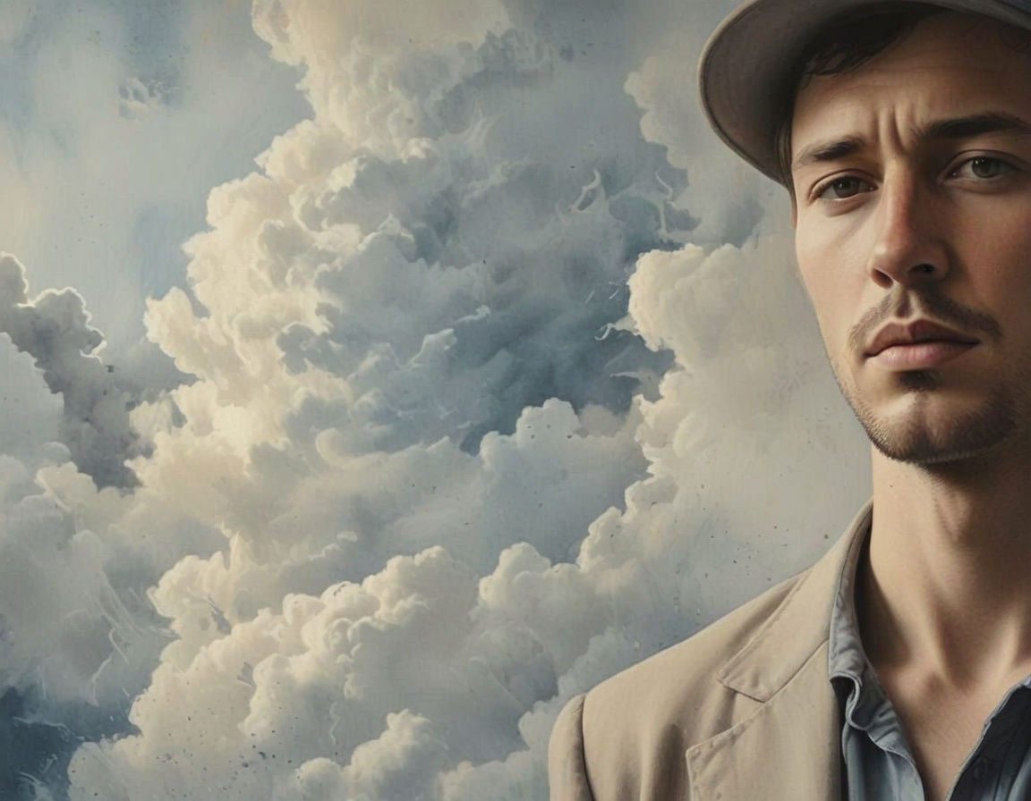 Melancholic Man Portrait in Painterly Realism Style