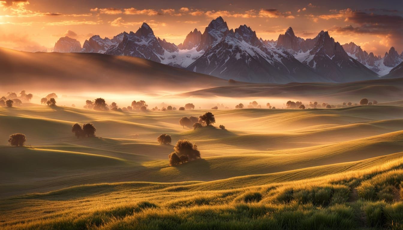 Luminous Morning Landscape in Dreamlike HDR