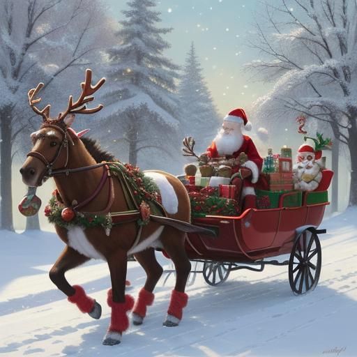 Santa's Magical Workshop: A Festive Oil Painting