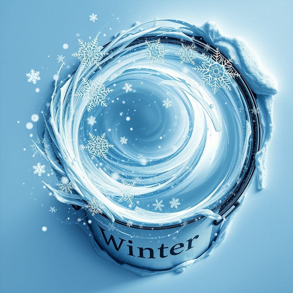 Winter Snowflakes in Paint Can Art Nouveau Style