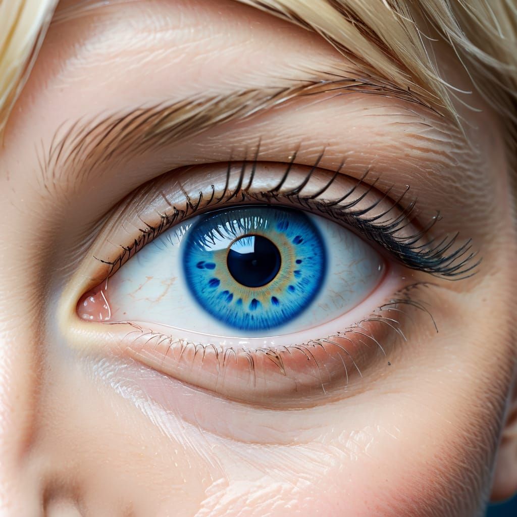 Intimate Close-Up of a Blue-Eyed Blonde