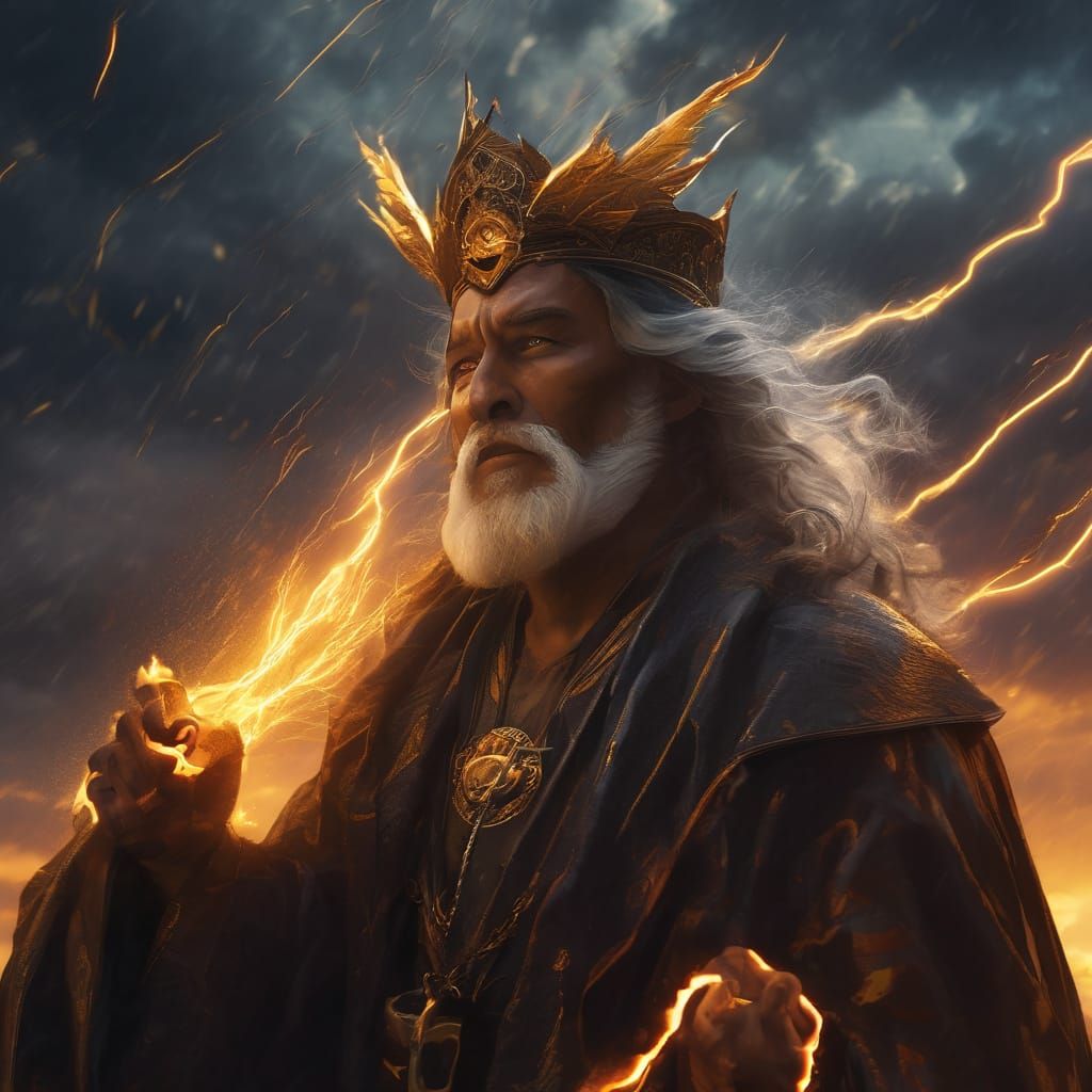 Wizard in Thunderstorm: A Dark Fantasy Oil Painting