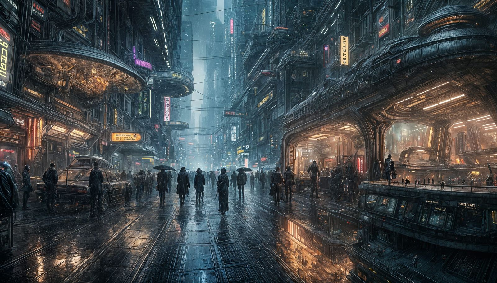 Futuristic Cityscape in Cyberpunk Style