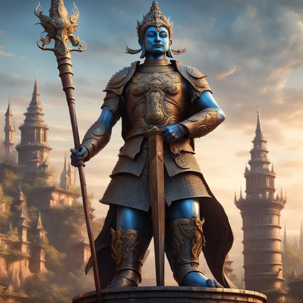 Rama the Paladin Warrior in Dark Fantasy Style