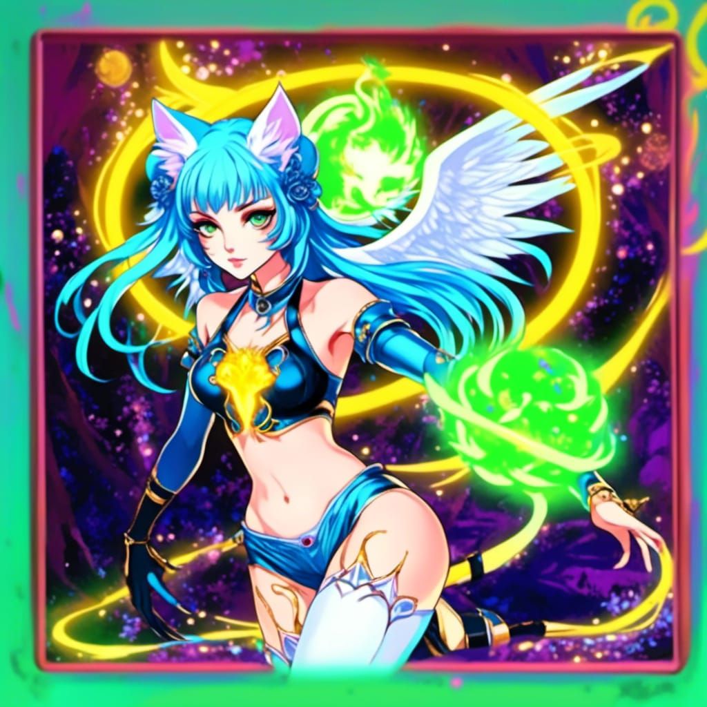 Neon Neko Catgirl Goddess Anime Angel