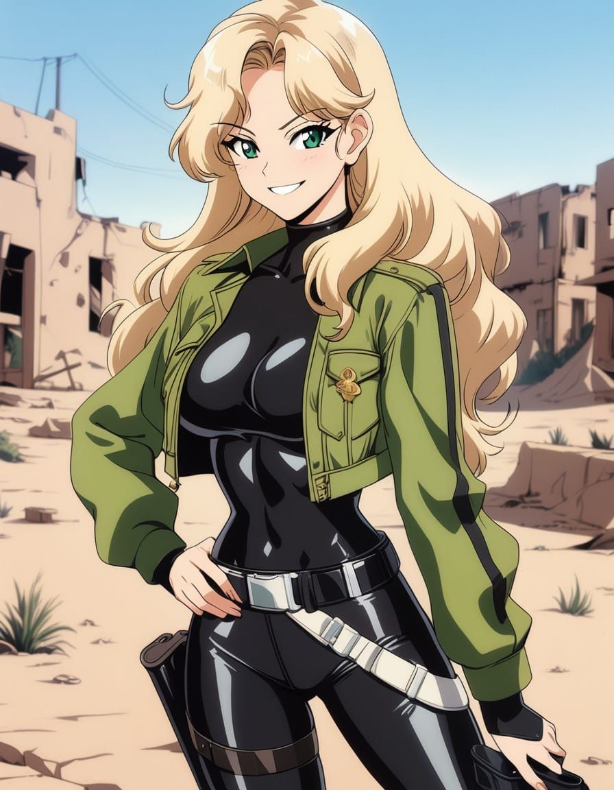 Retro-Futuristic Bounty Hunter in 80's Desert Aesthetic