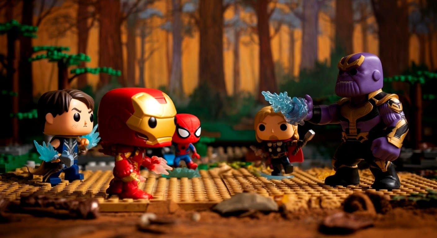 Marvel Funko Pop Battle Scene in Anime Style