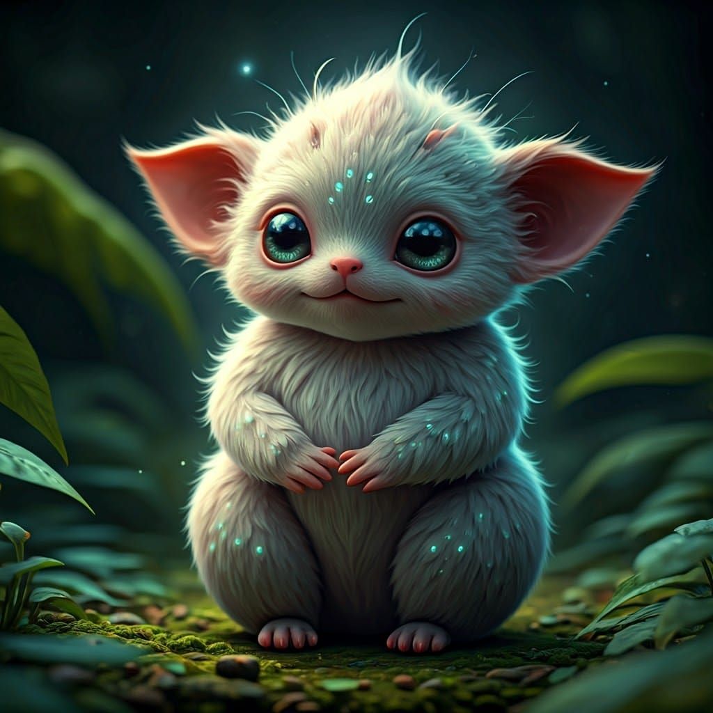 Enchanting Furry Creature in Lush Fantasy Setting