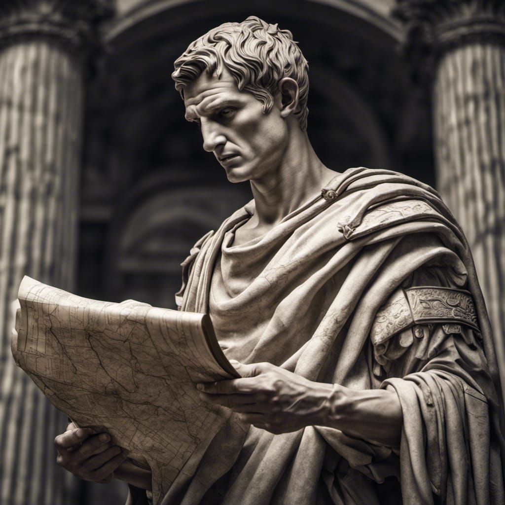 Augustus Caesar with Map: Hyperrealistic 64MP Portrait