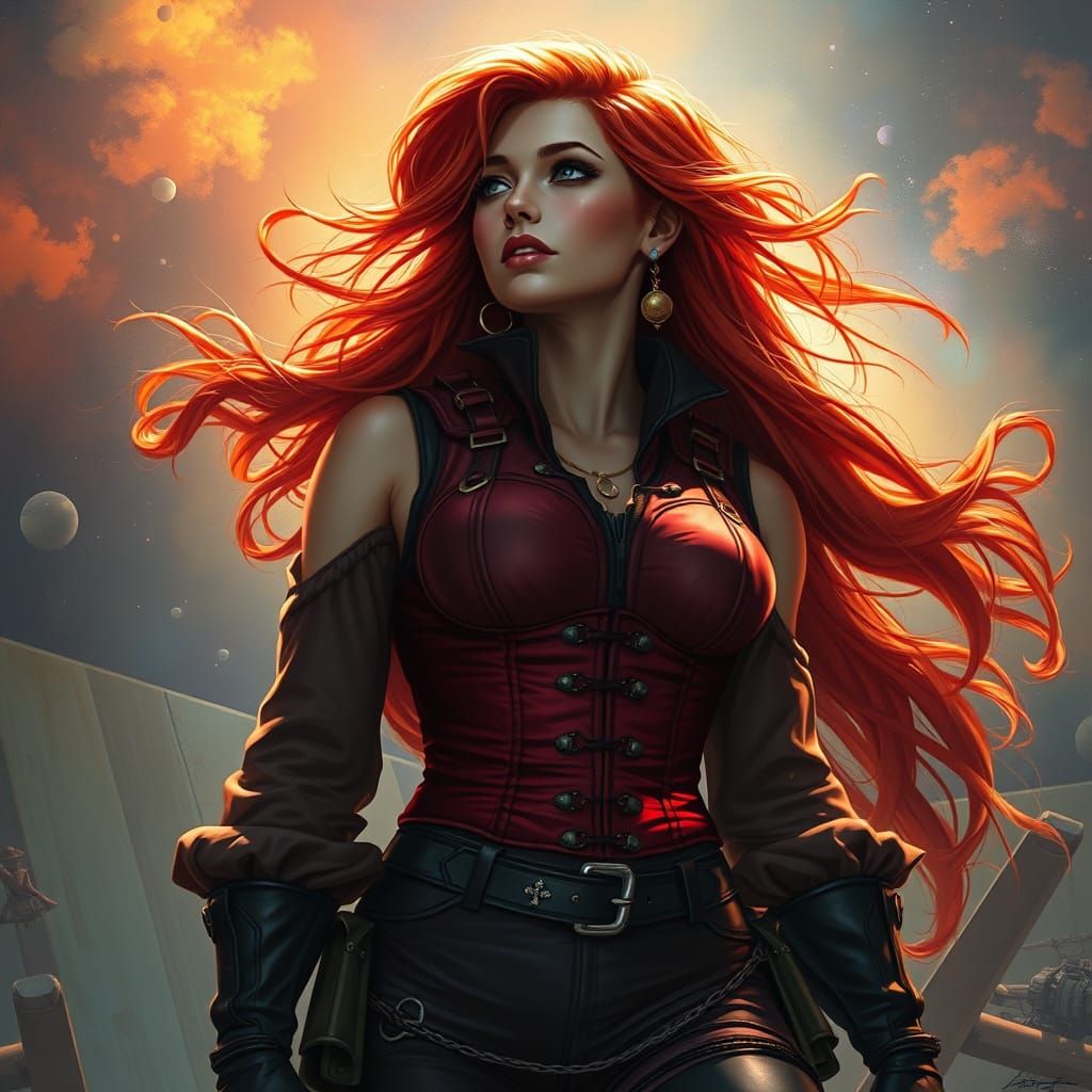 Space Pirate Captain in Hyperrealistic Style