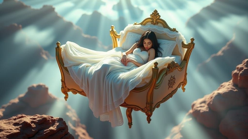 Surreal Goddess Levitates Above the Southwest Superstition M...