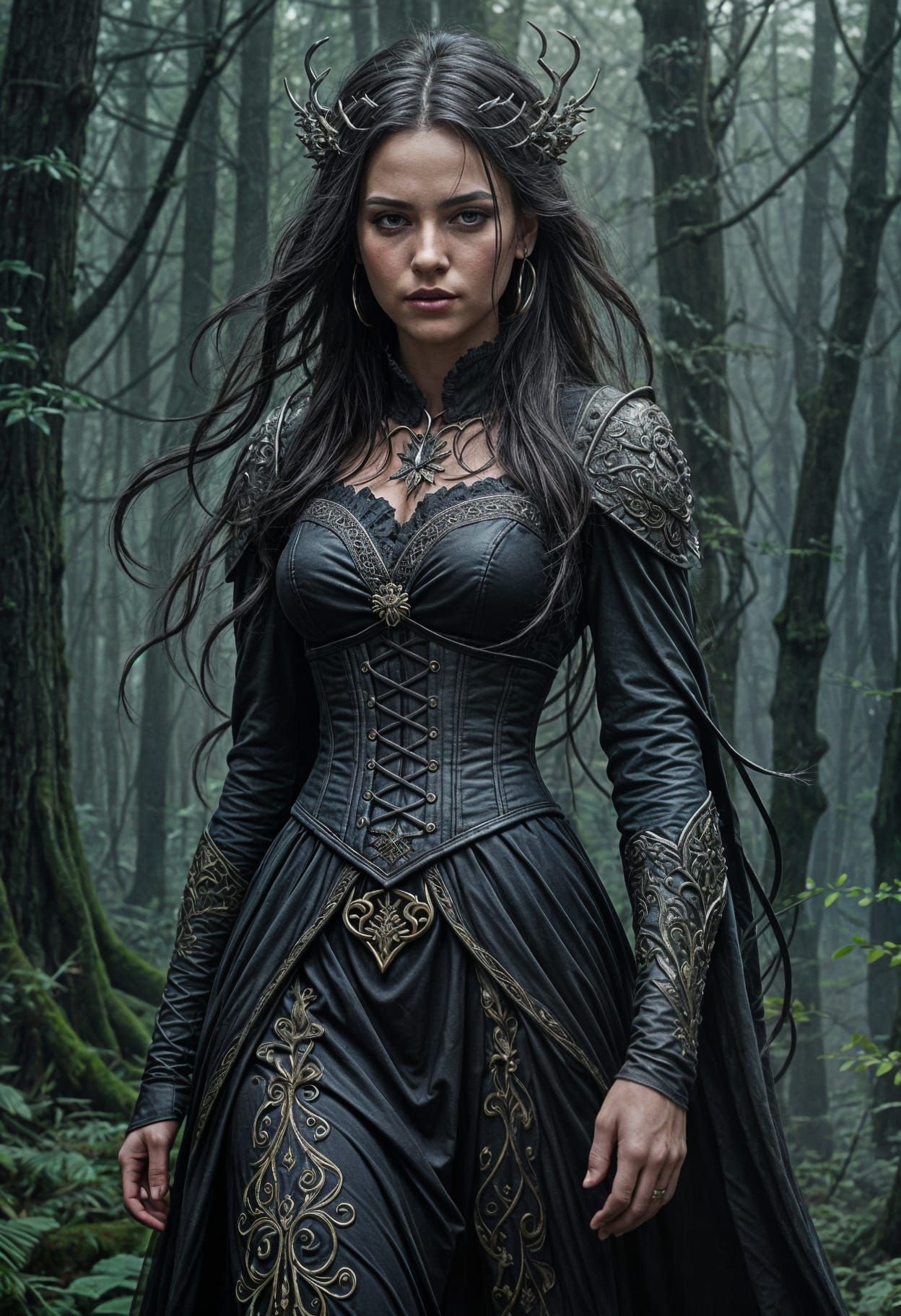 Mysterious Fantasy Warrior Emerges from Mystic Fog