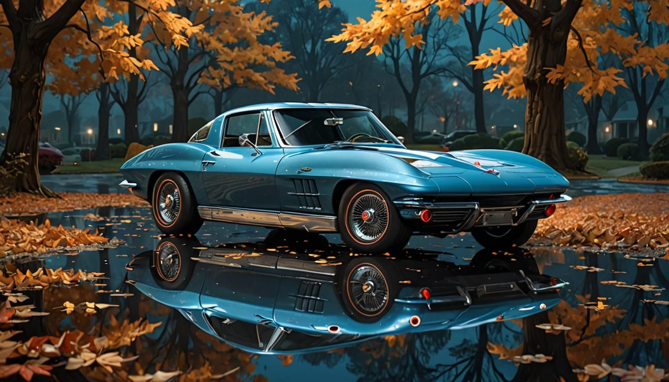 1963 Corvette Stingray in Autumn Moonlight