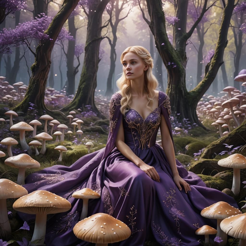 Enchanted Forest: Woman in Purple Gown
