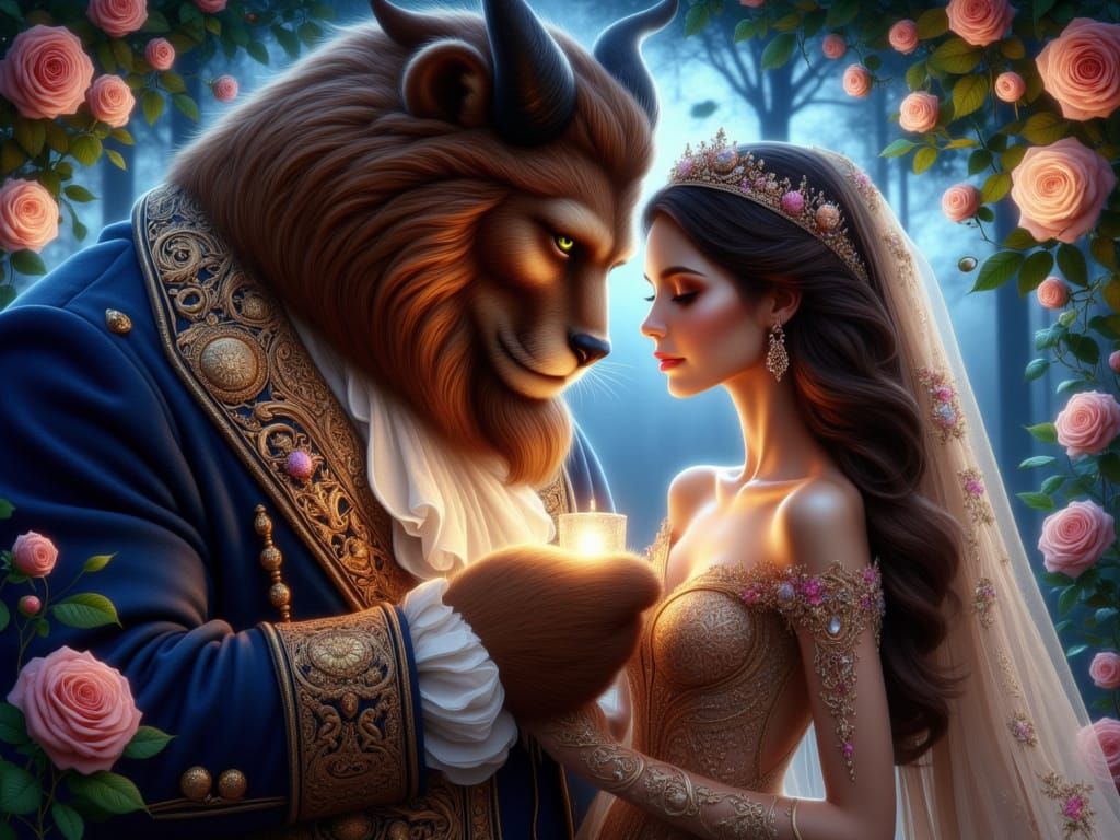 Enchanted Beauty and Beast in Mystical Arcadia Style