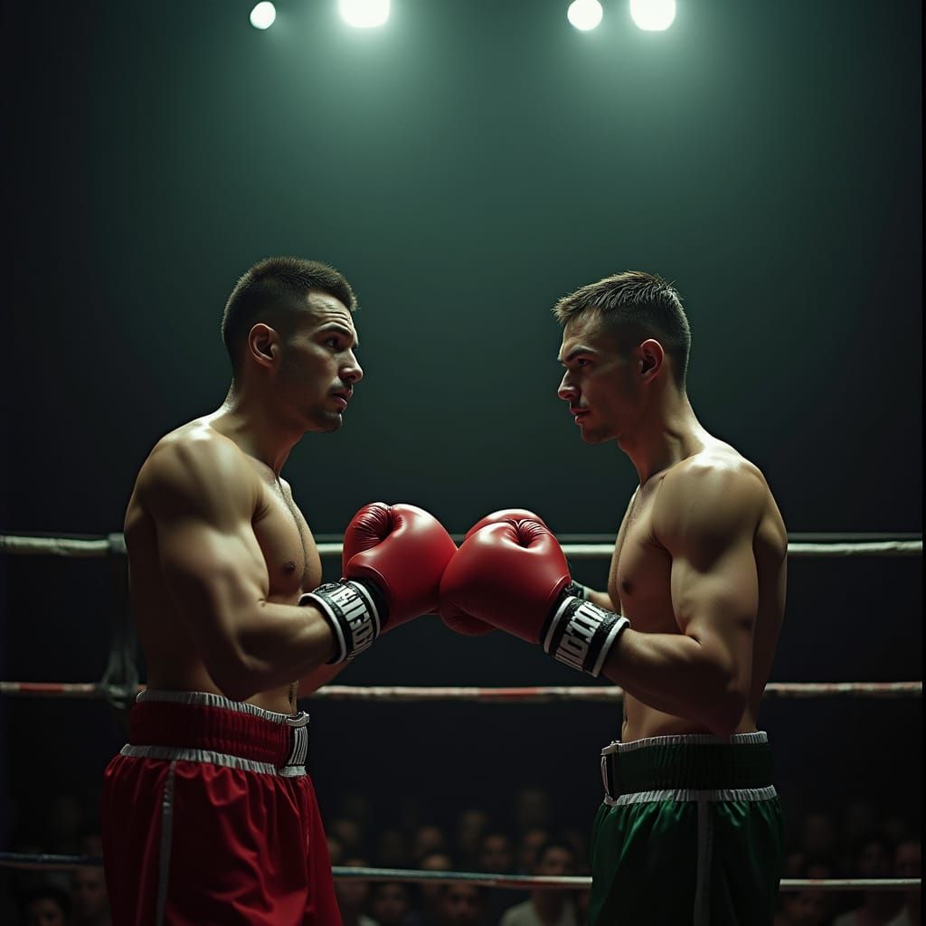 Intense Boxing Match in Cinematic Style