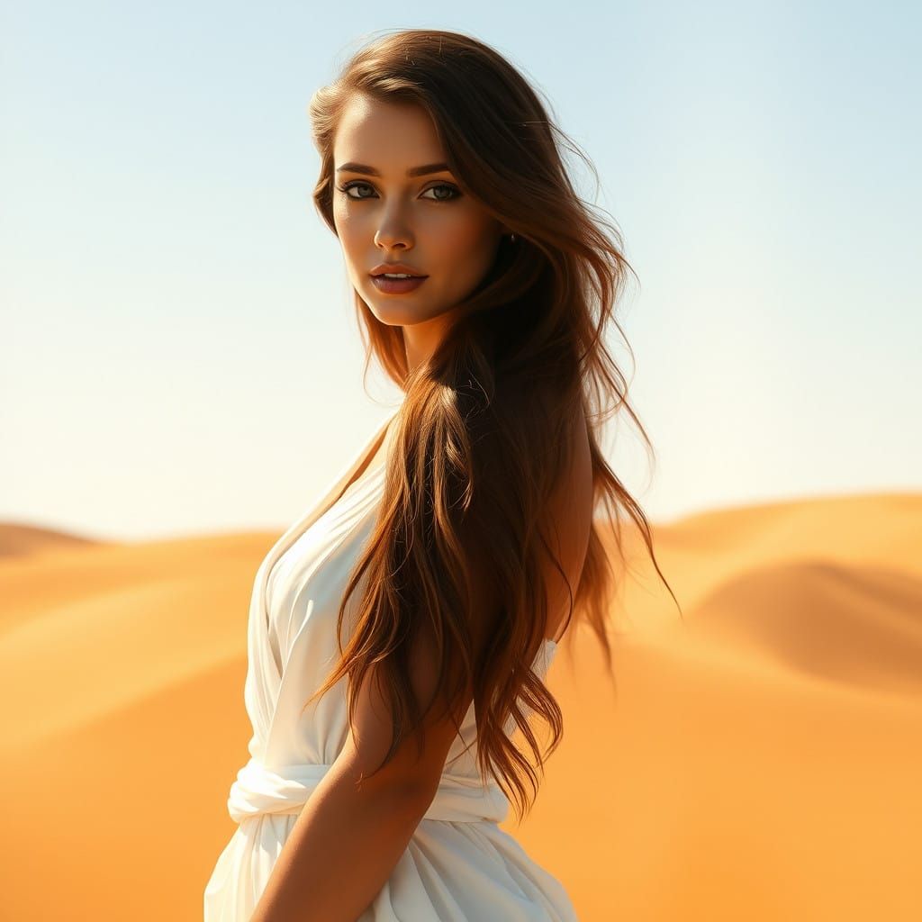 Ethereal Desert Siren in Realistic Art
