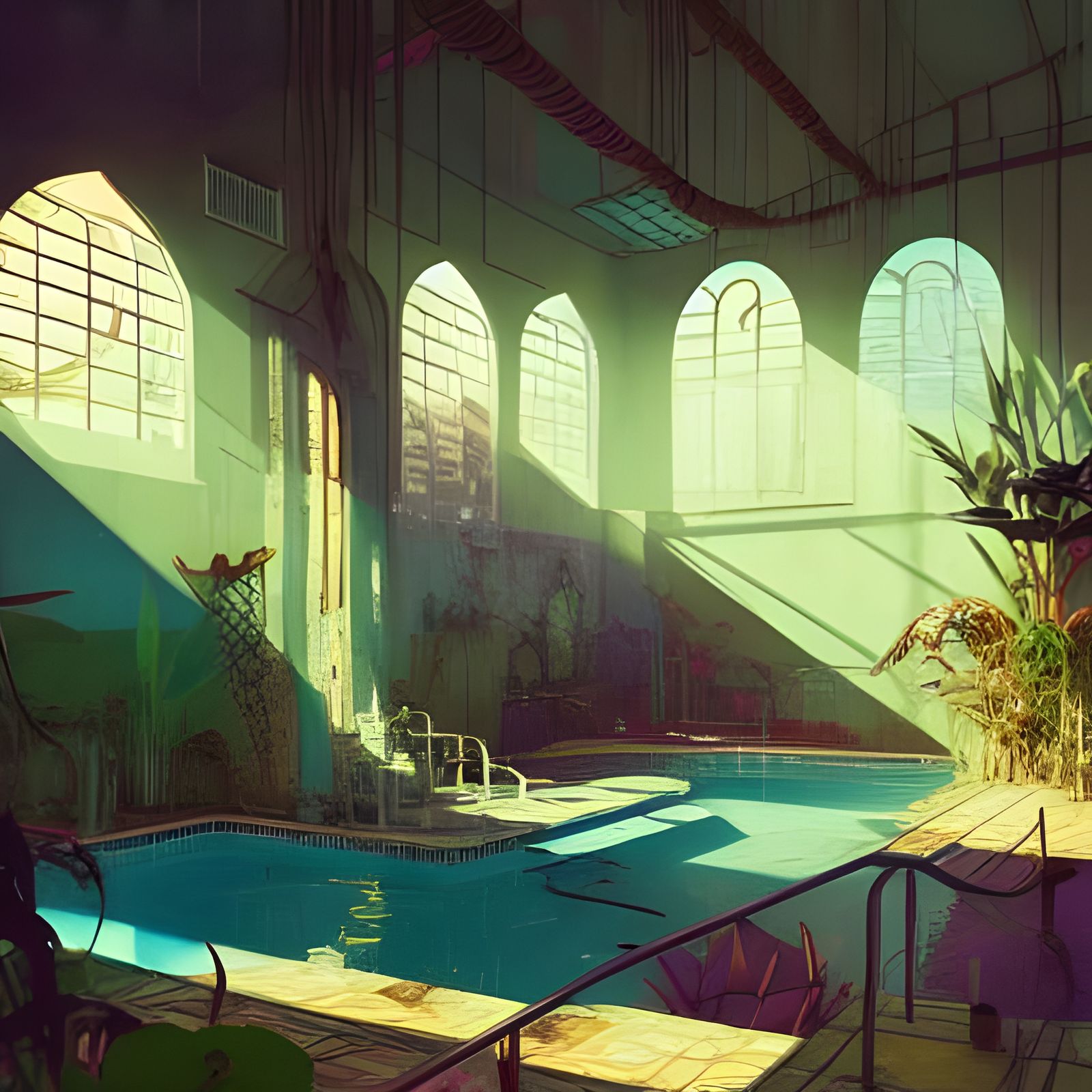 Beautiful Swimming Pool Interior in Photorealistic Style
