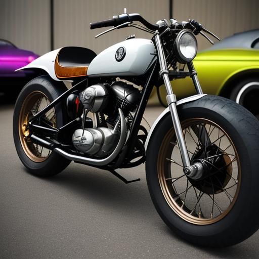 Synthwave Mashup: Beetle and Harley Davidson on Drag Strip