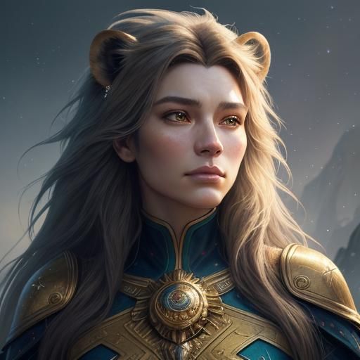 Starry Night Lion Fantasy Portrait