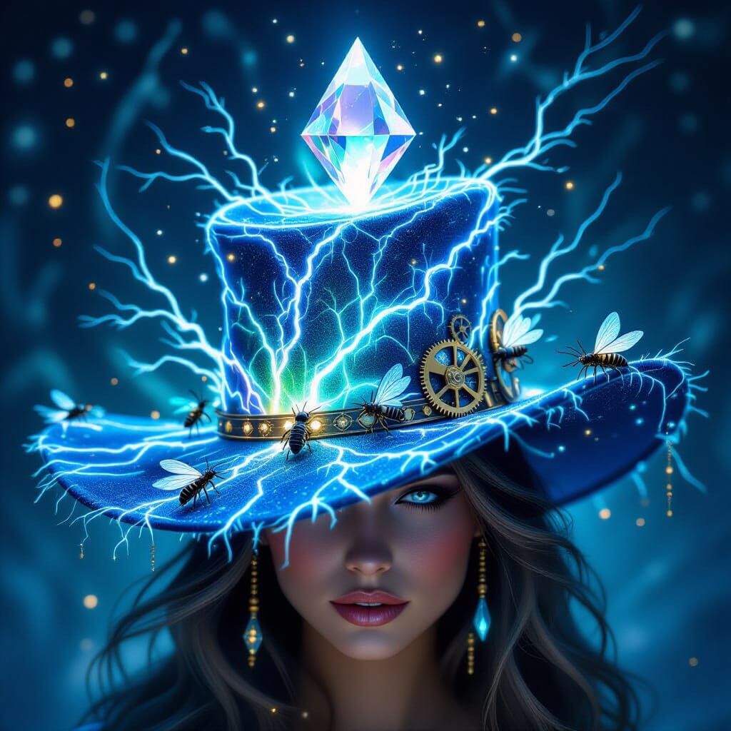 Surreal Hat of Frozen Lightning and Aurora Light