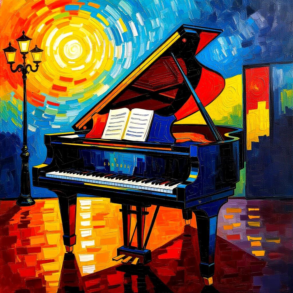 Grand Piano in Van Gogh Style
