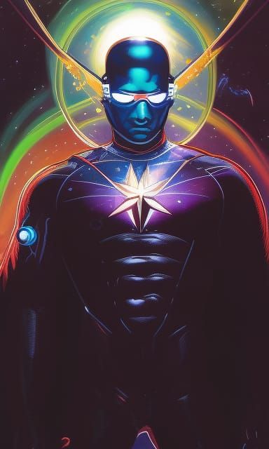 Cosmic Superhero in Space: Retro Comic Book Art