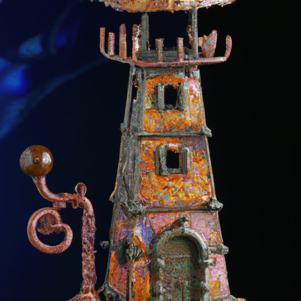 Psychedelic Filigree Lighthouse in Claymation Style