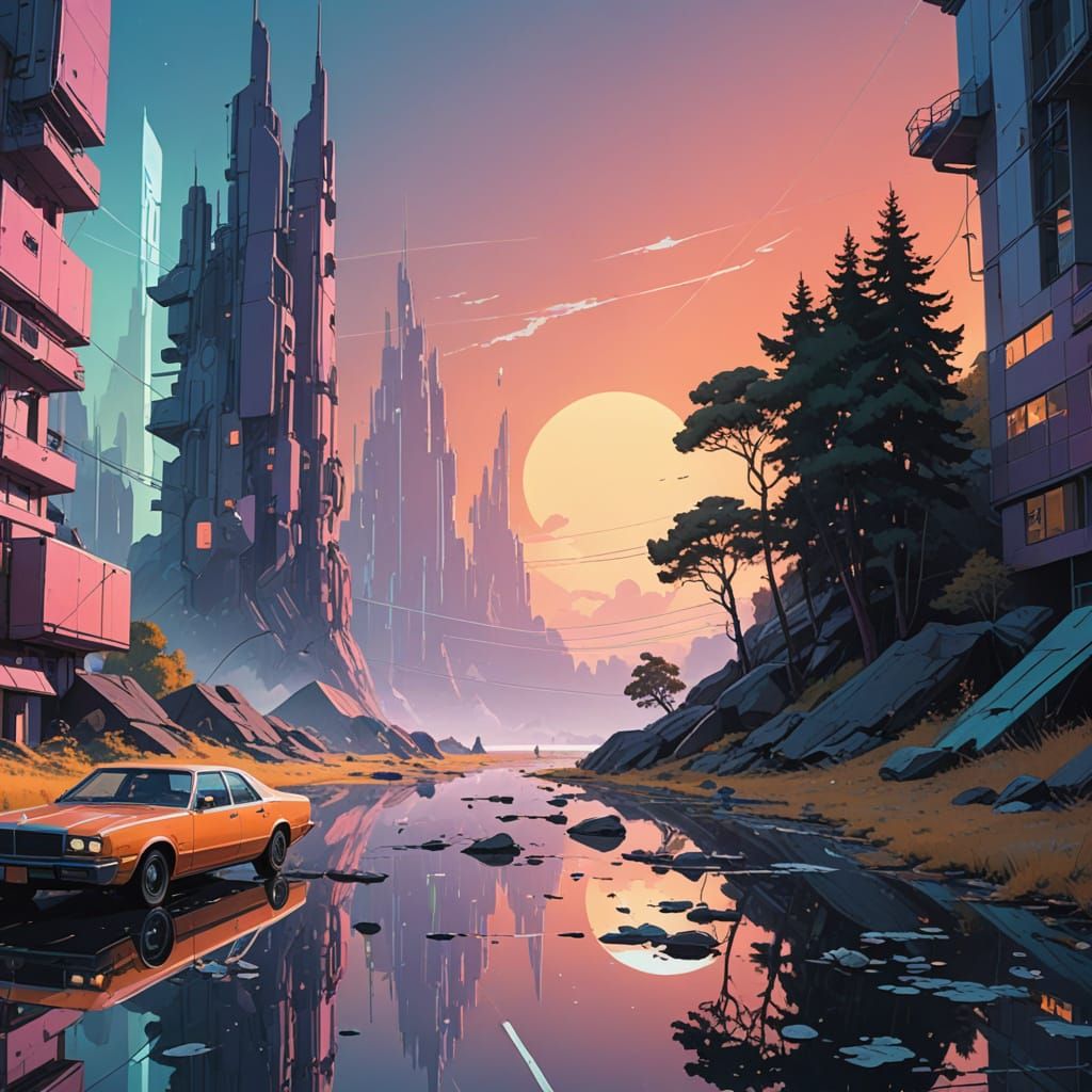 Dreamy, Iridescent Scene in a Weightless, Fragile Environmen...