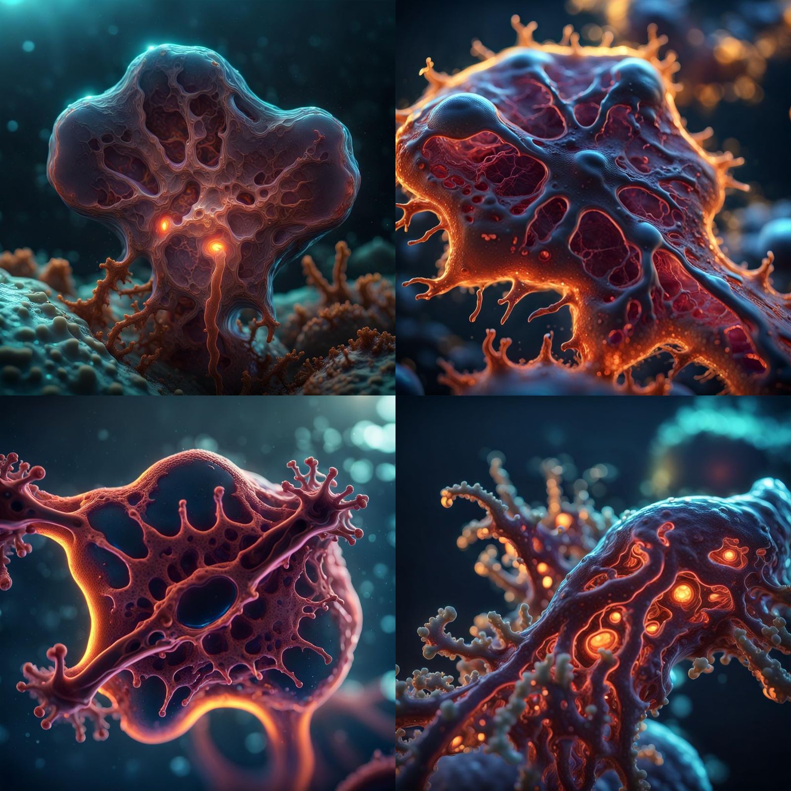 Amoeba with glowing veins