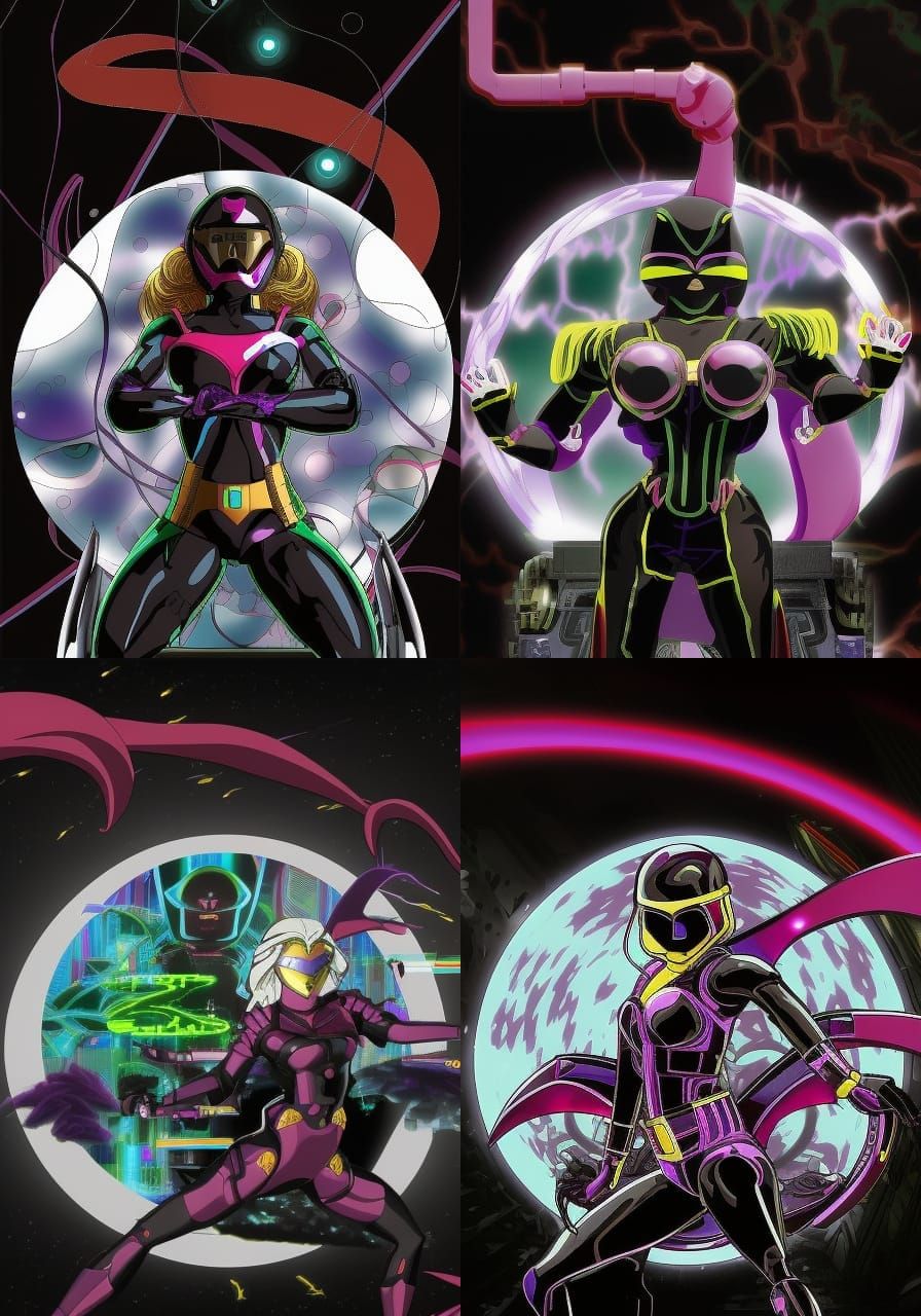 Tina Lockwood (Female bodybuilder) as a Super Sentai Villain: Nejiranger Pink made by Japanese illustrator Artists: Toei...