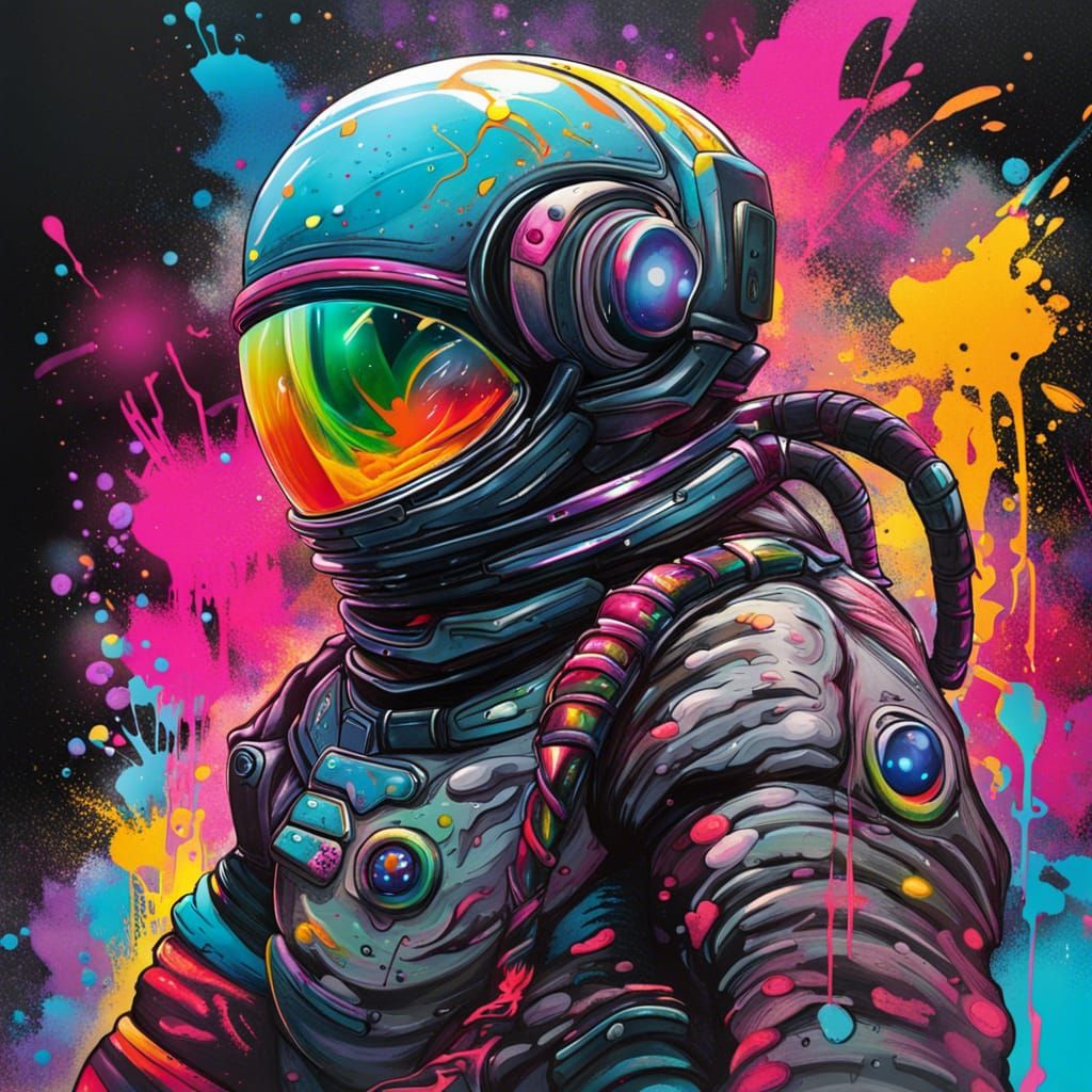 Space Warrior in Graffiti Street Art Style