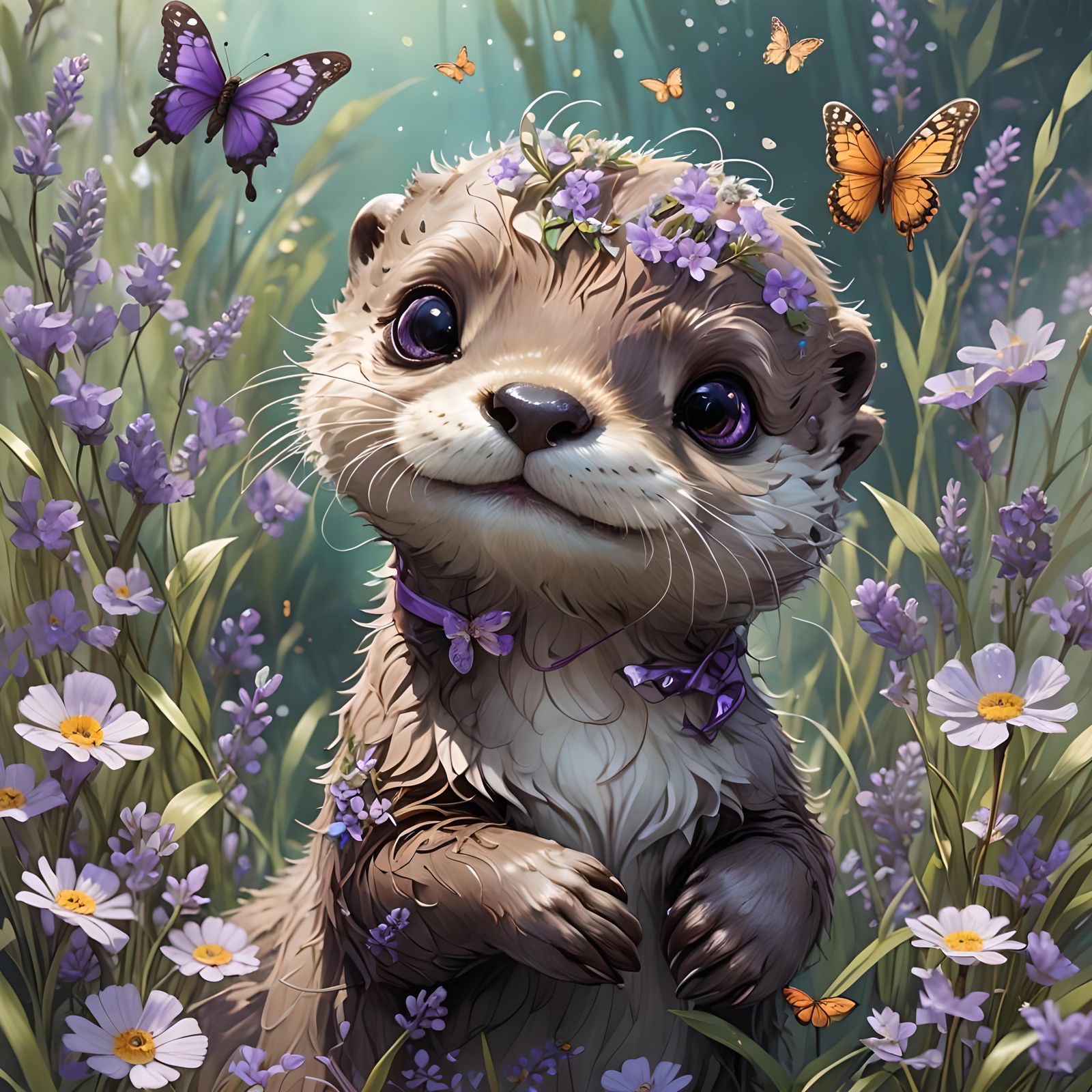 Livy, the flower loving otter! 🪻