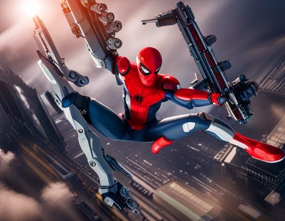 Spider-Man Gundam Mech Suit in Sci-Fi Action