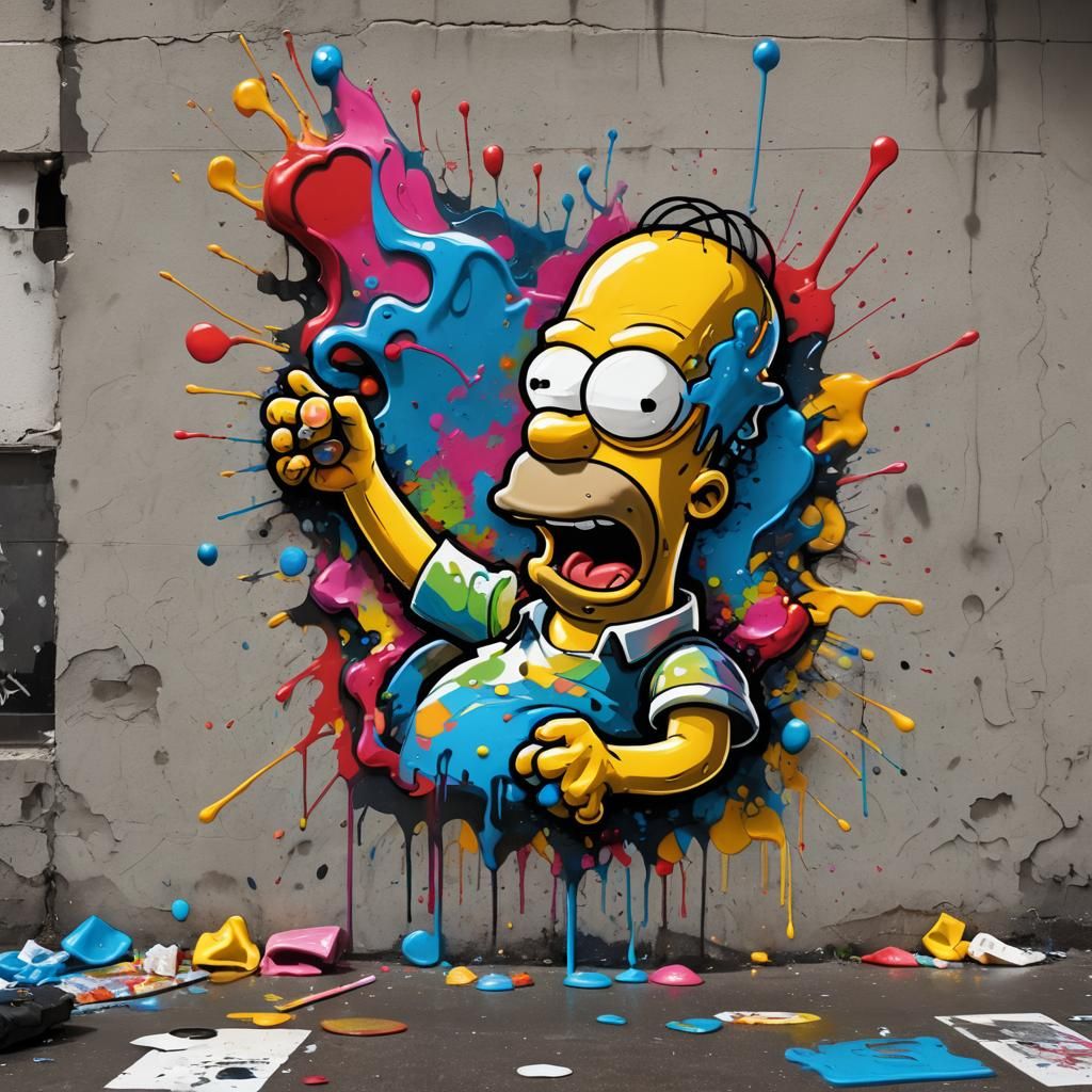Homer Simpson Graffiti Art in Street Style