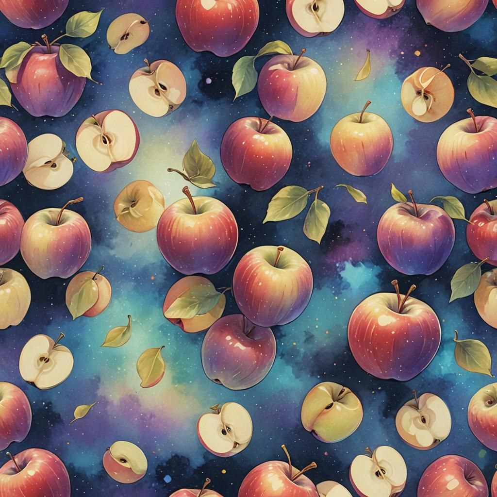 Illuminated Apple in Vibrant Anime Art Style