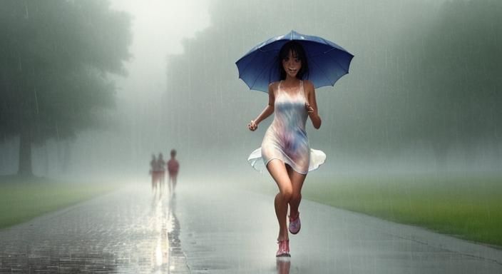 Woman in Silk Dress, Watercolor Style