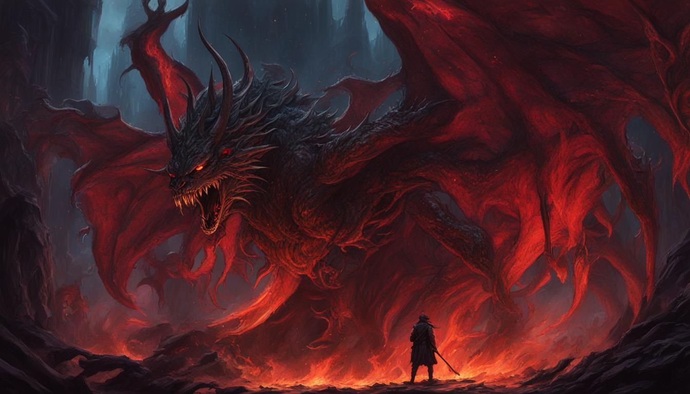 Detailed Gouache Demon in Dark Fantasy Style