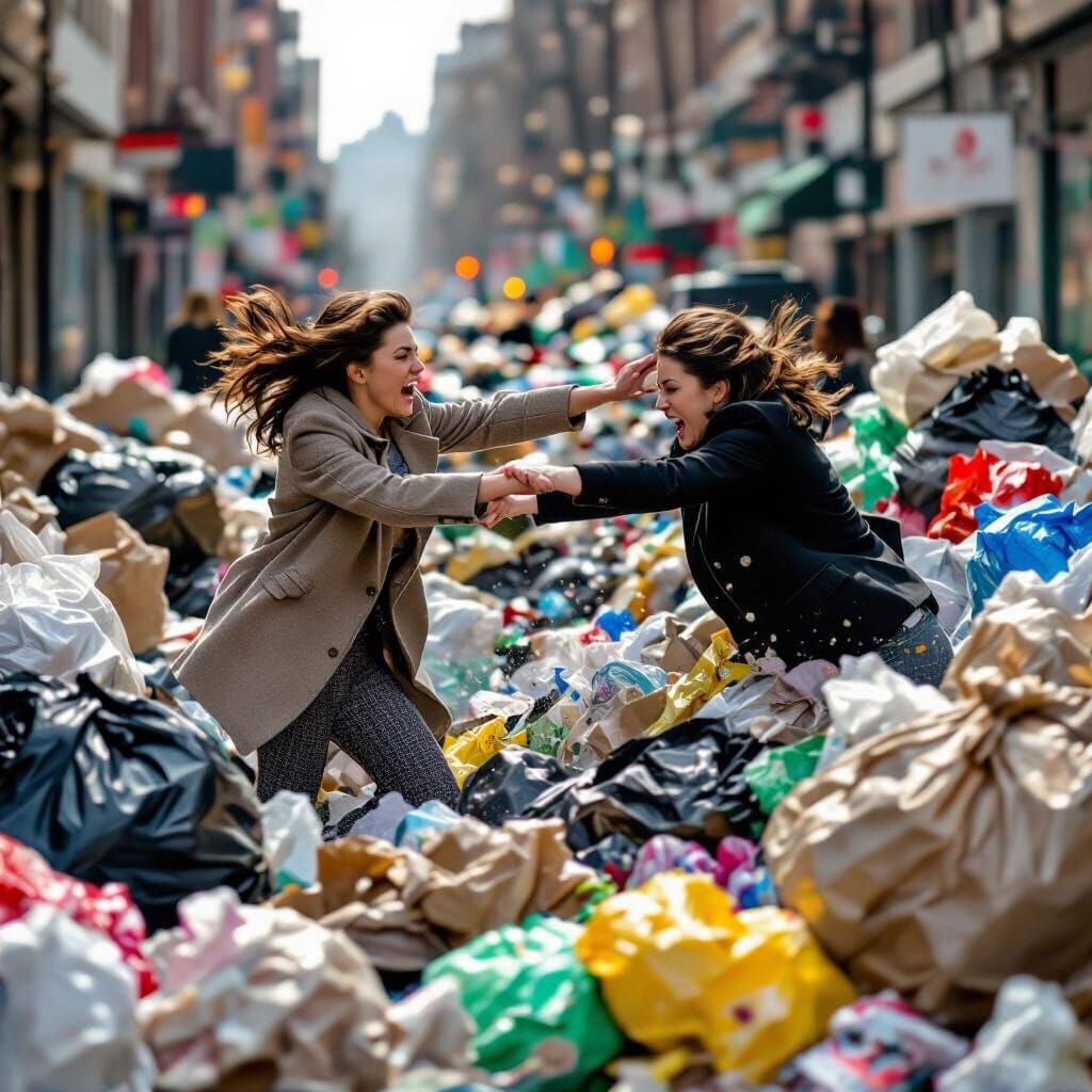 Dramatic Garbage Pile Scene in Photographic Style