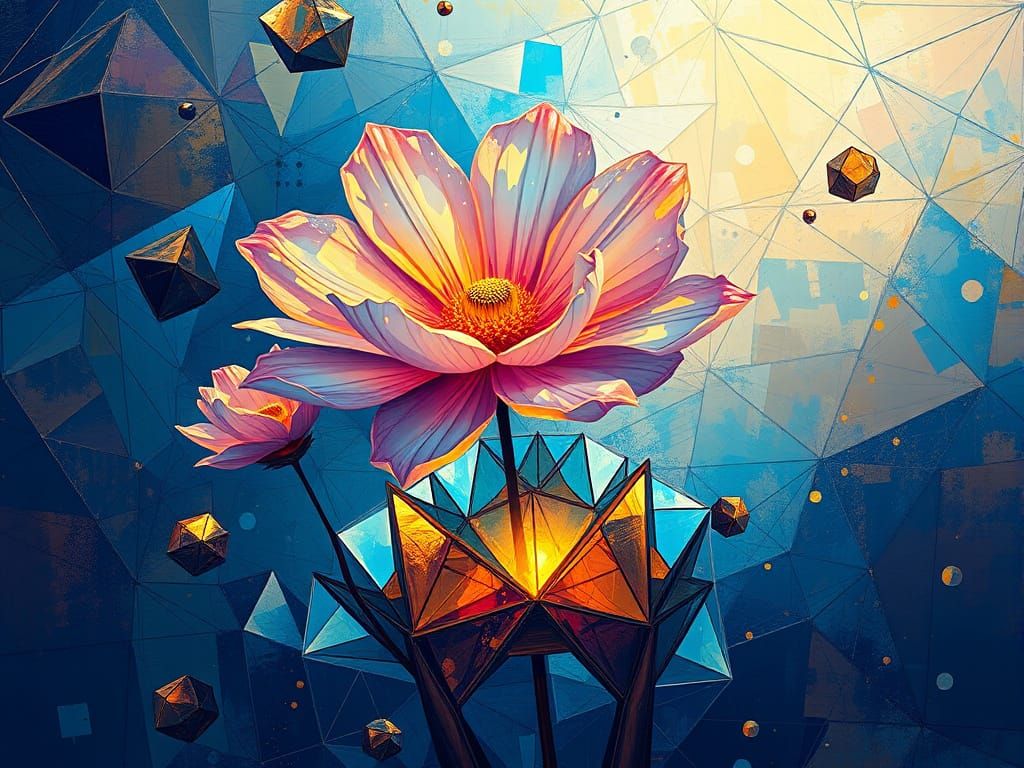 Ethereal Cosmic Bloom in Neo-Impressionist Style